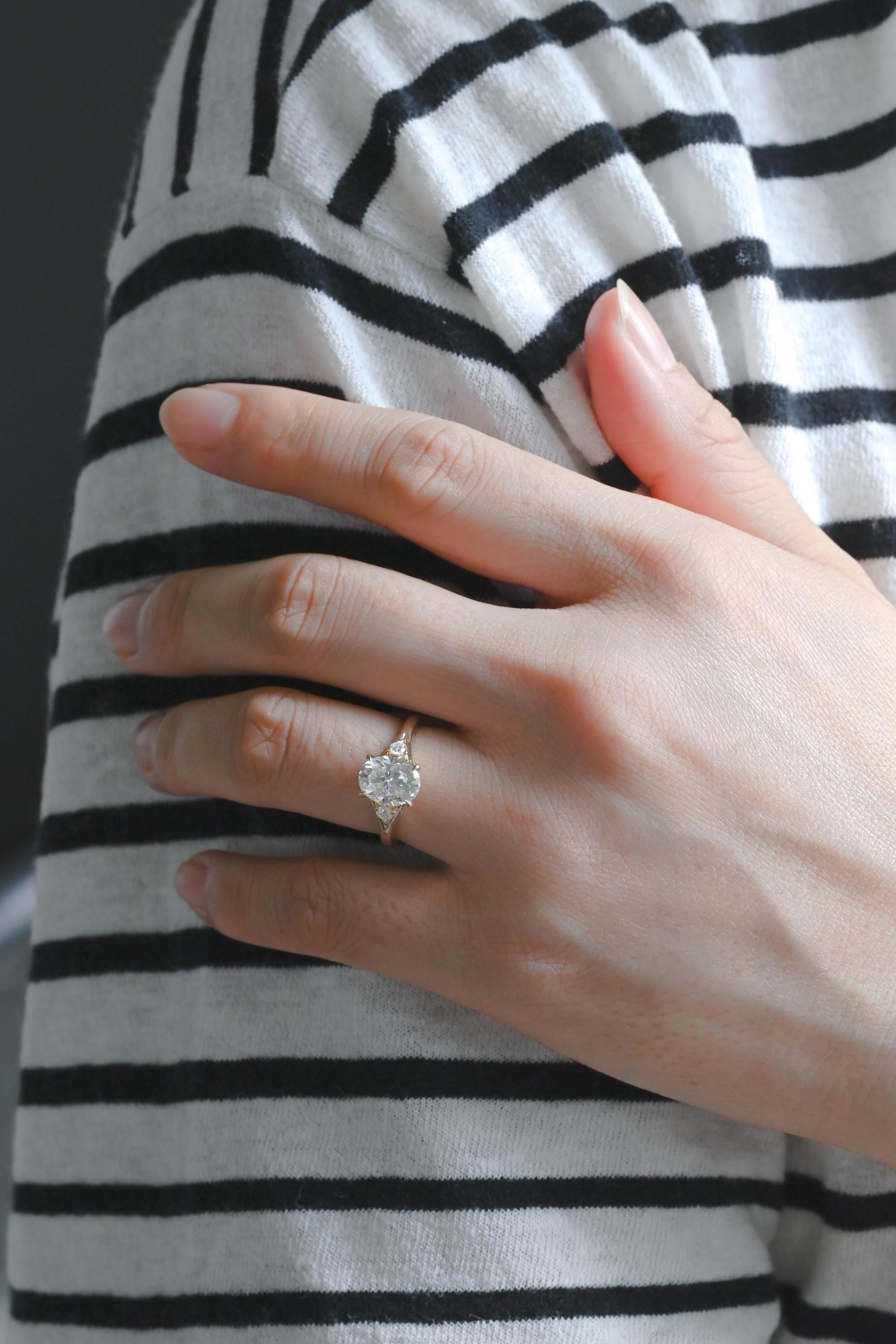 Solid Gold Oval Cut Moissanite Engagement Ring, Anniversary Gift Birthday Gift for Women Wife