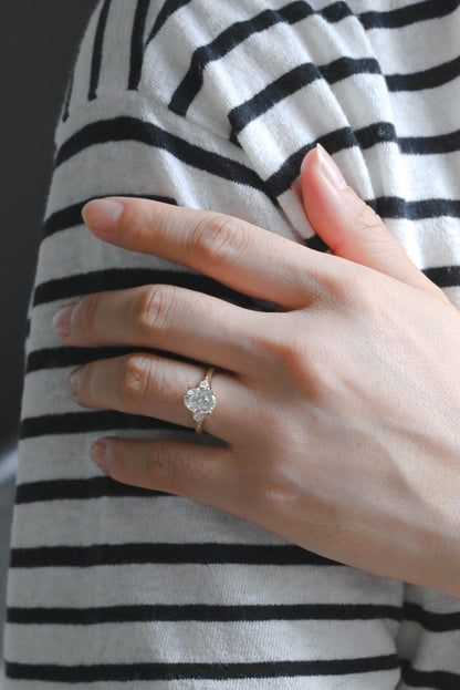 Solid Gold Oval Cut Moissanite Engagement Ring, Anniversary Gift Birthday Gift for Women Wife