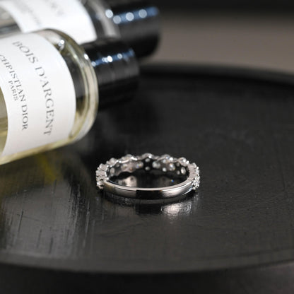 Solid Gold Round Cut Moissanite Wedding Band, Anniversary Ring