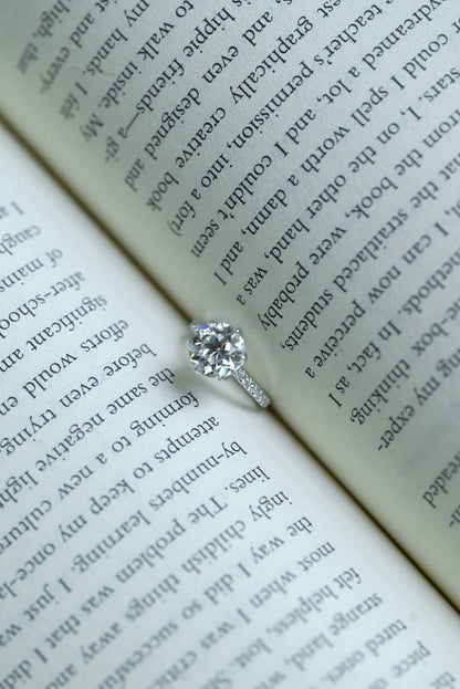 Solid Gold Tulip Setting Round Cut Moissanite Engagement Ring, Anniversary Gift Birthday Gift for Wife