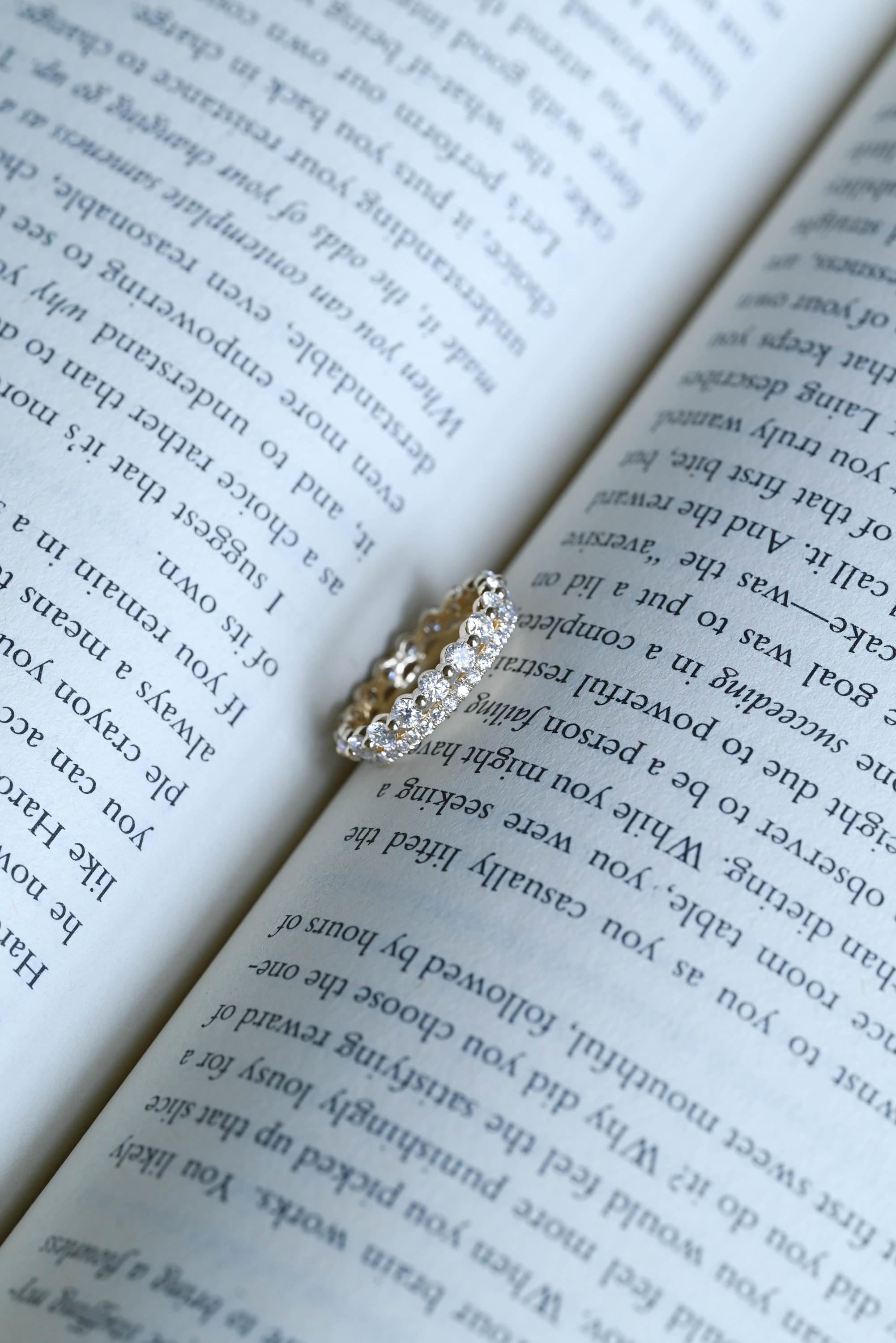 Solid Gold Round Cut Moissanite Wedding Band, Anniversary Ring