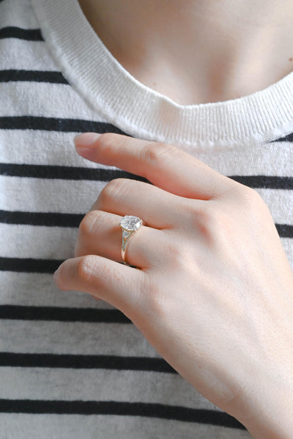 Solid Gold Oval Cut Moissanite Engagement Ring, Anniversary Gift Birthday Gift for Women Wife