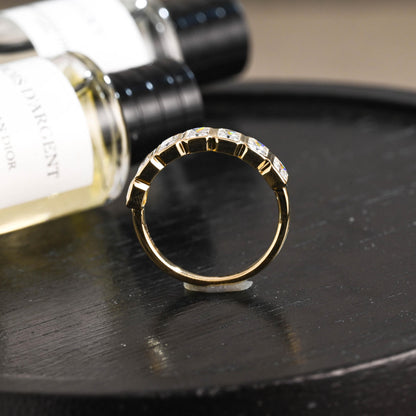 Solid Gold Radiant Cut Moissanite Wedding Band, Matching Ring