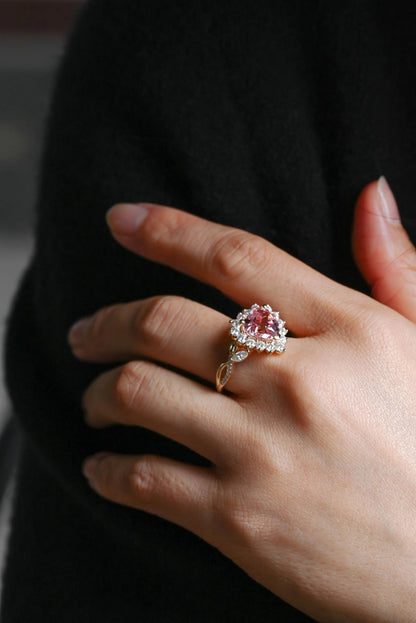 Solid Gold Heart Cut Moissanite Engagement Ring, Anniversary Gift Birthday Gift for Women Wife