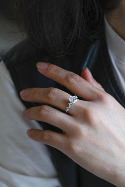 Solid Gold Oval Cut Moissanite Engagement Ring, Anniversary Gift Birthday Gift for Women Wife