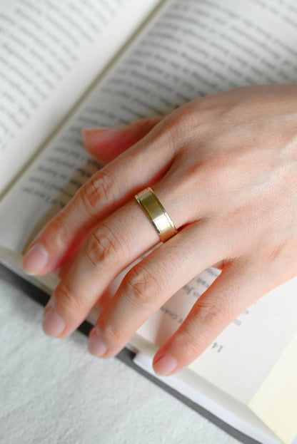 Solid Gold Plain Wedding Band, Wedding Ring, Matching Band, 7mm Wide Ring, Anniversary Gift Birthday Gift Valentine's Day Gift for Women Men
