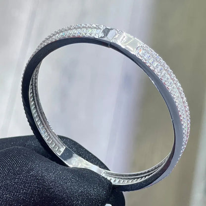 Moissanite Diamond Bangle Bracelet: 5.96ctw VVS, Sterling Silver