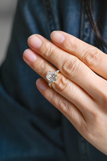 Solid Gold Oval Cut Moissanite Engagement Ring, Anniversary Gift for Women