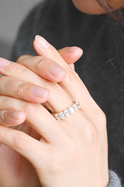 4*6mm Oval Moissanite Full Eternity Wedding Band, Solid Gold Ring