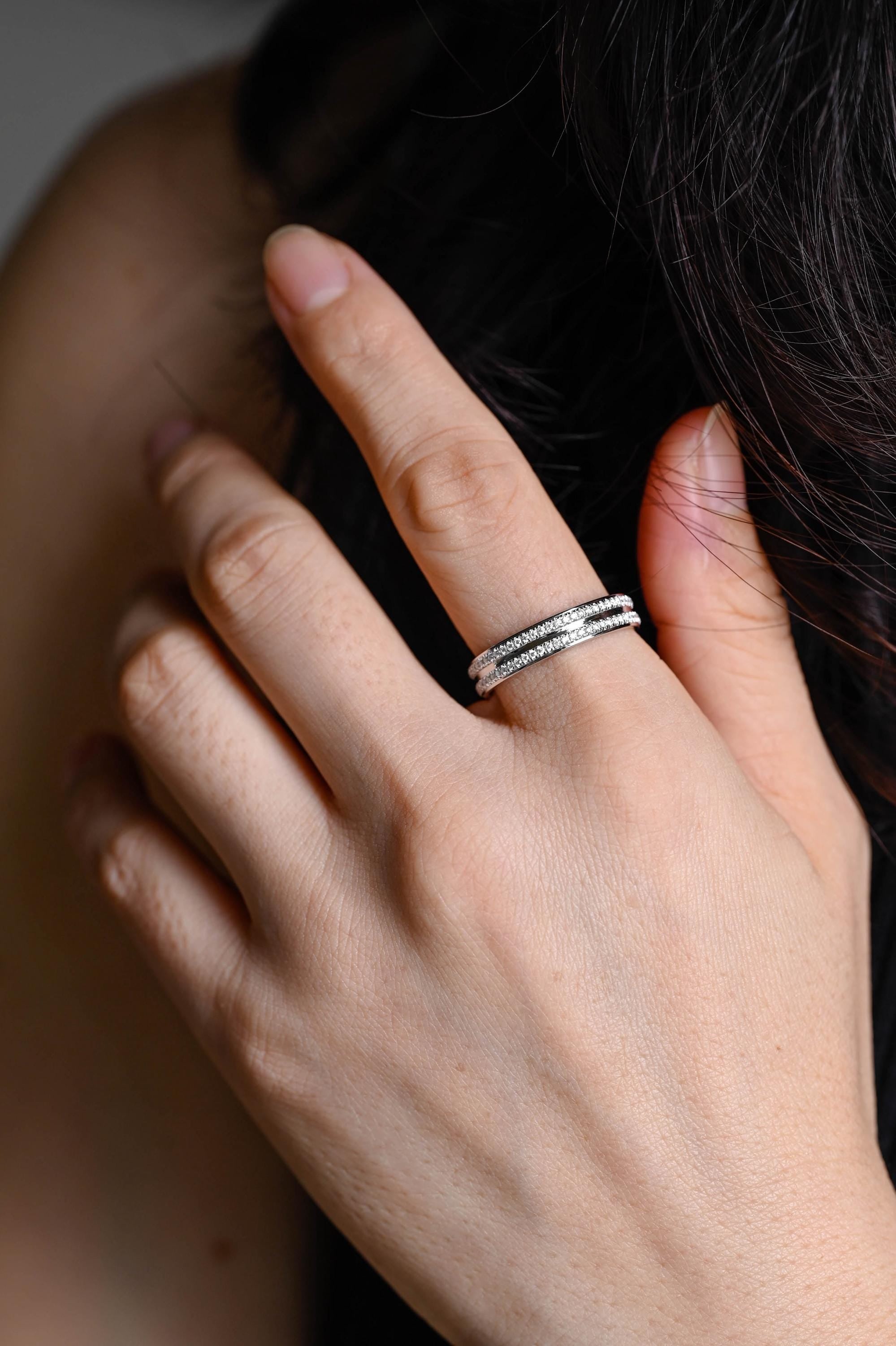 Solid Gold Moissanite Wedding Band, 4.5mm Width Anniversary Ring