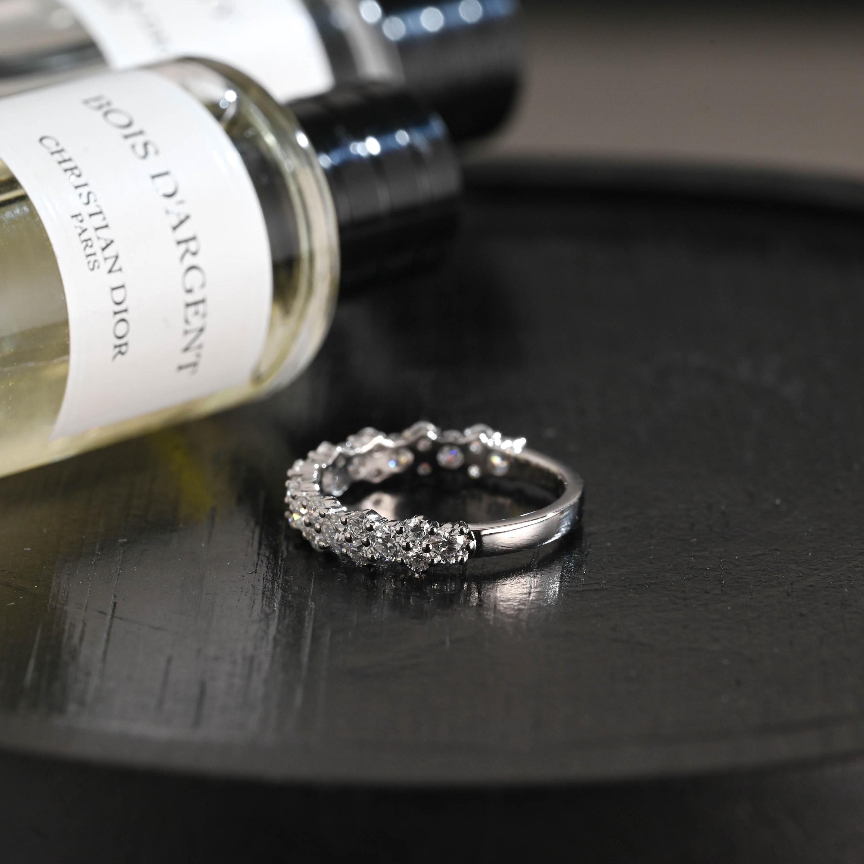 Solid Gold Round Cut Moissanite Wedding Band, Anniversary Ring