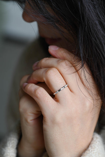 Solid Gold Round Cut Moissanite Wedding Band, Matching Ring