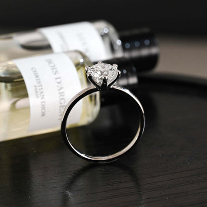 Solid Gold Solitaire Round Cut Moissanite Engagement Ring, Wedding Ring