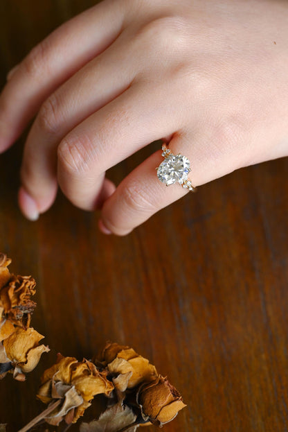 Solid Gold Oval Cut Moissanite Engagement Ring, Anniversary Gift Birthday Gift for Women Wife