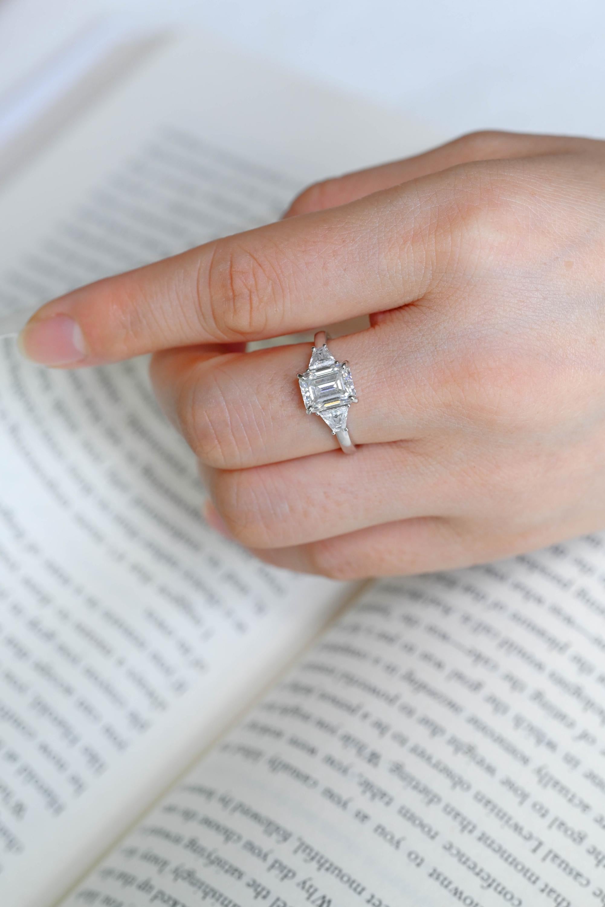Solid Gold Emerald Cut Moissanite Engagement Ring, Proposal Ring, Promise Ring, Wedding Ring, Anniversary Gift Birthday Gift for Women Wife