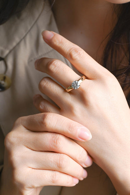 4mm Solid Gold Round Cut Moissanite Engagement Ring, Wedding Ring, Anniversary Gift for Women