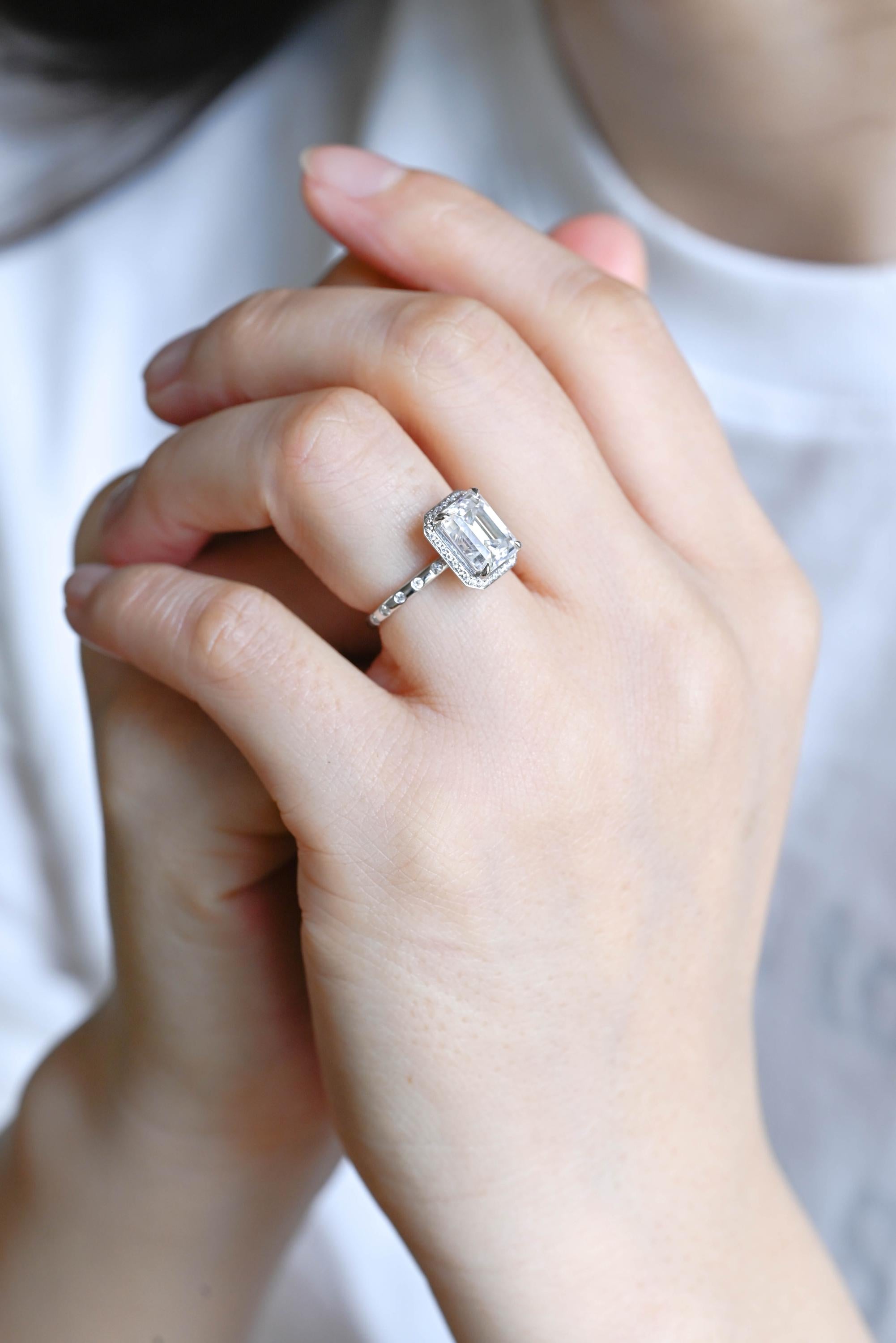 Solid Gold Emerald Cut Moissanite Engagement Ring, Proposal Ring, Promise Ring, Wedding Ring, Anniversary Gift Birthday Gift for Women Wife