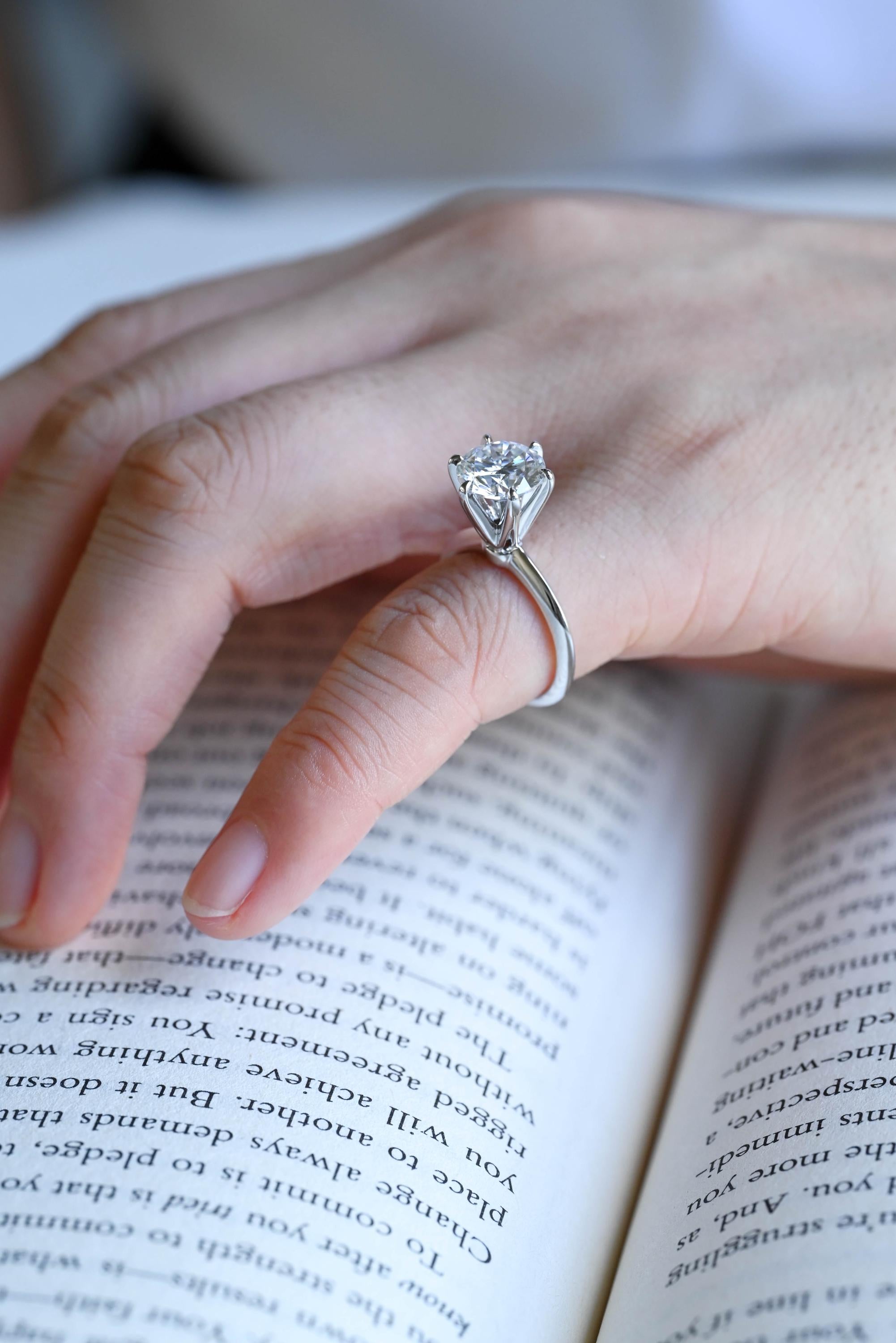 Solid Gold High Setting Round Moissanite Engagement Ring, Anniversary Gift Birthday Gift for Wife