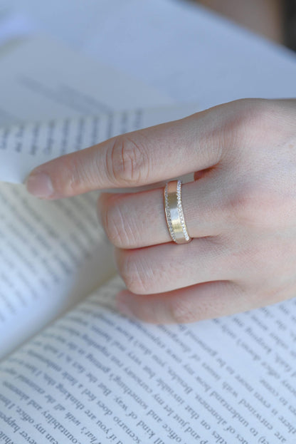 Solid Gold Round Cut Moissanite Wedding Band, Anniversary Ring