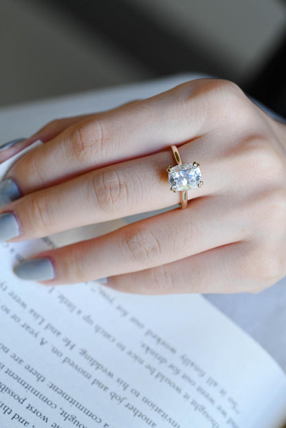 Old Mine Elongated Cushion Cut Moissanite Engagement Ring, Solid Gold Proposal Ring, Promise Ring, Wedding Ring, Anniversary Gift for Women