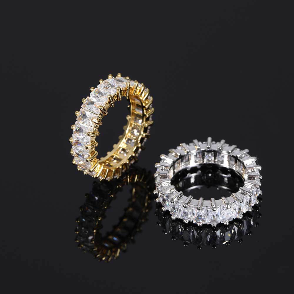 Iced Luxury Moissanite VVS Emerald Cut Diamond Eternity Ring