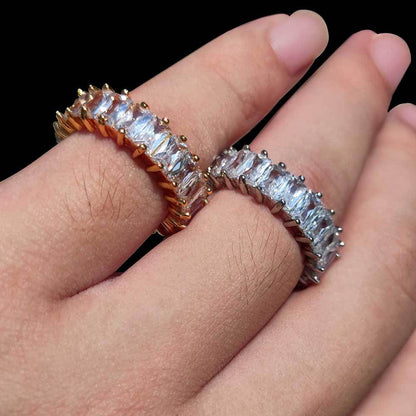 Iced Luxury Moissanite VVS Emerald Cut Diamond Eternity Ring