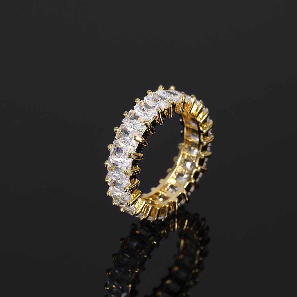 Iced Luxury Moissanite VVS Emerald Cut Diamond Eternity Ring
