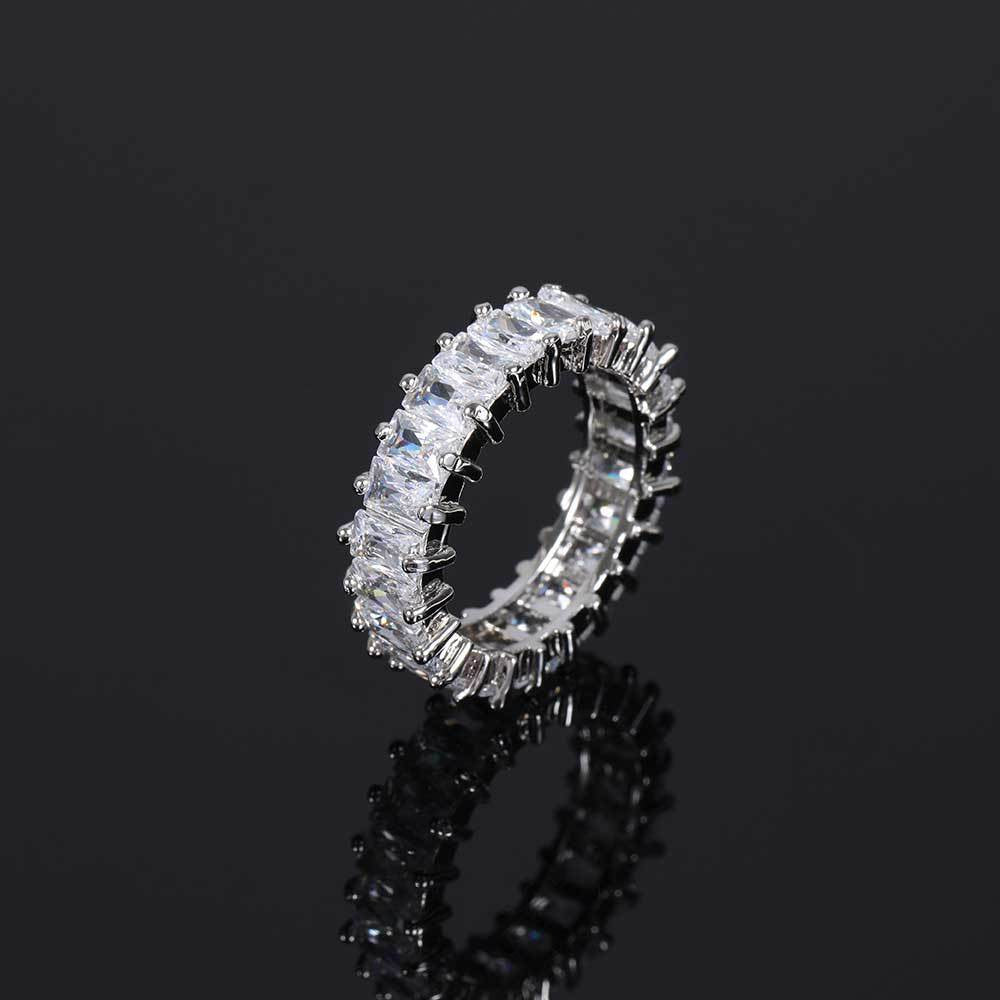 Iced Luxury Moissanite VVS Emerald Cut Diamond Eternity Ring