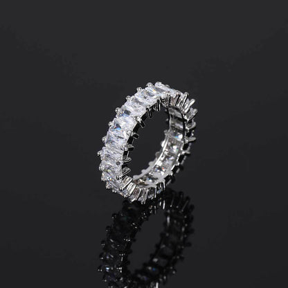 Iced Luxury Moissanite VVS Emerald Cut Diamond Eternity Ring