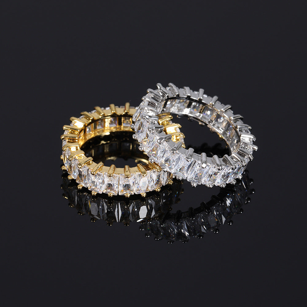 Iced Luxury Moissanite VVS Emerald Cut Diamond Eternity Ring