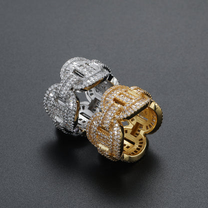 Luxury Iced Out Moissanite VVS Round Diamond Band Ring