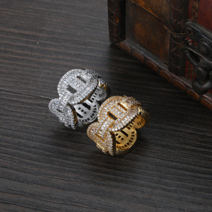 Luxury Iced Out Moissanite VVS Round Diamond Band Ring