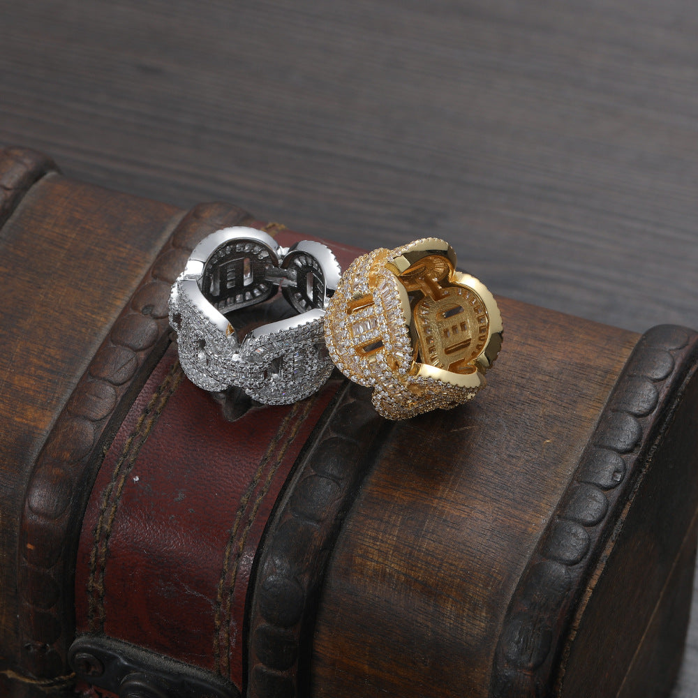Luxury Iced Out Moissanite VVS Round Diamond Band Ring