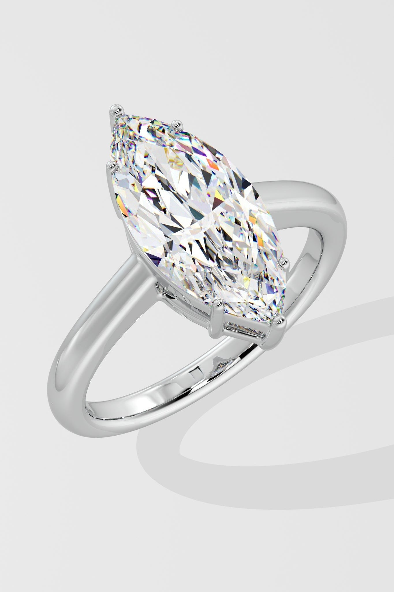 Stunning 3 CT Marquise-Cut Lab-Grown Diamond 6-Prong Solitaire Ring