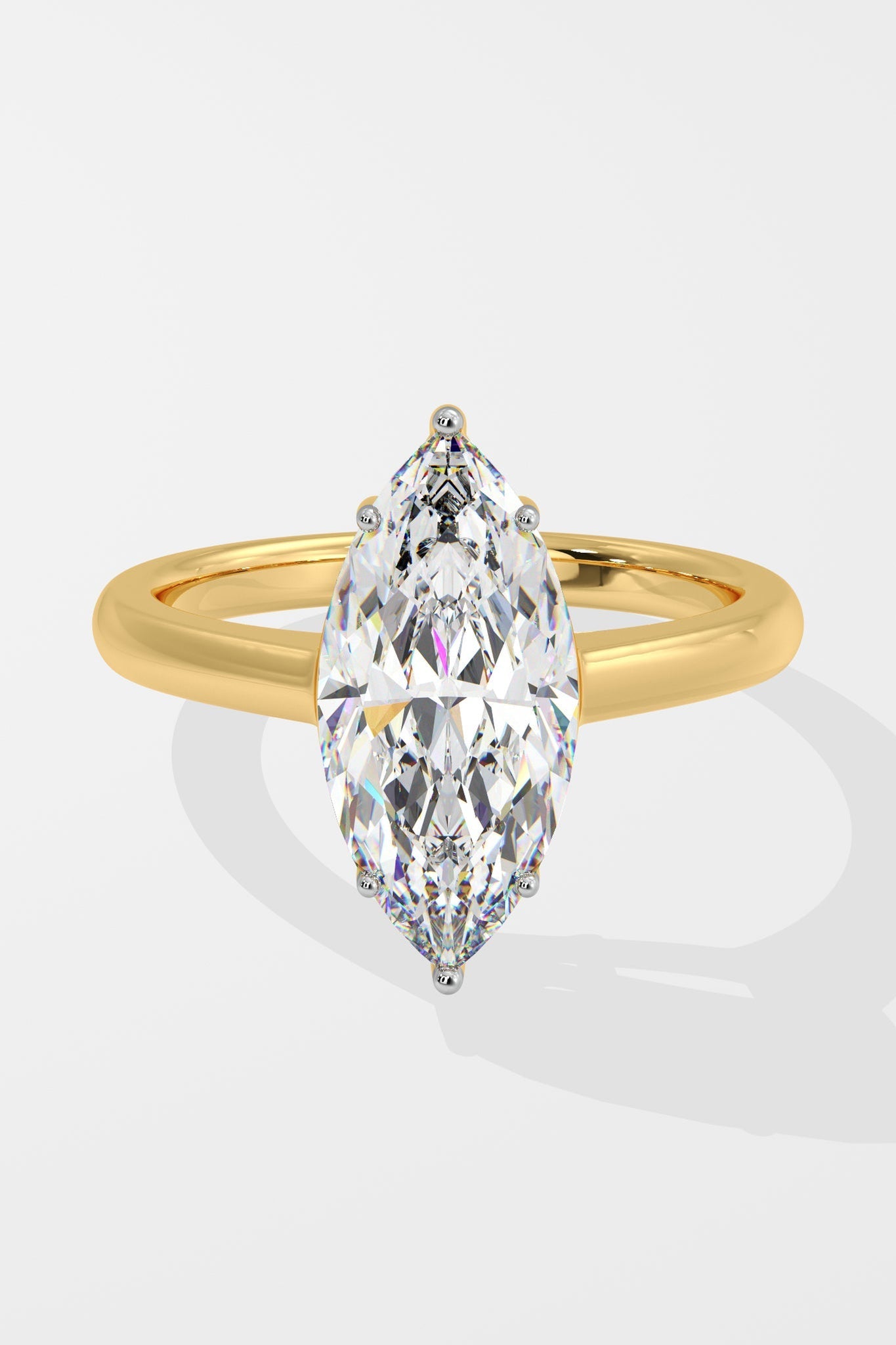 Stunning 3 CT Marquise-Cut Lab-Grown Diamond 6-Prong Solitaire Ring