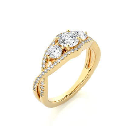 Elegant 1 CT Round Lab-Grown Diamond Trio Infinity Twist-Band Wedding Ring