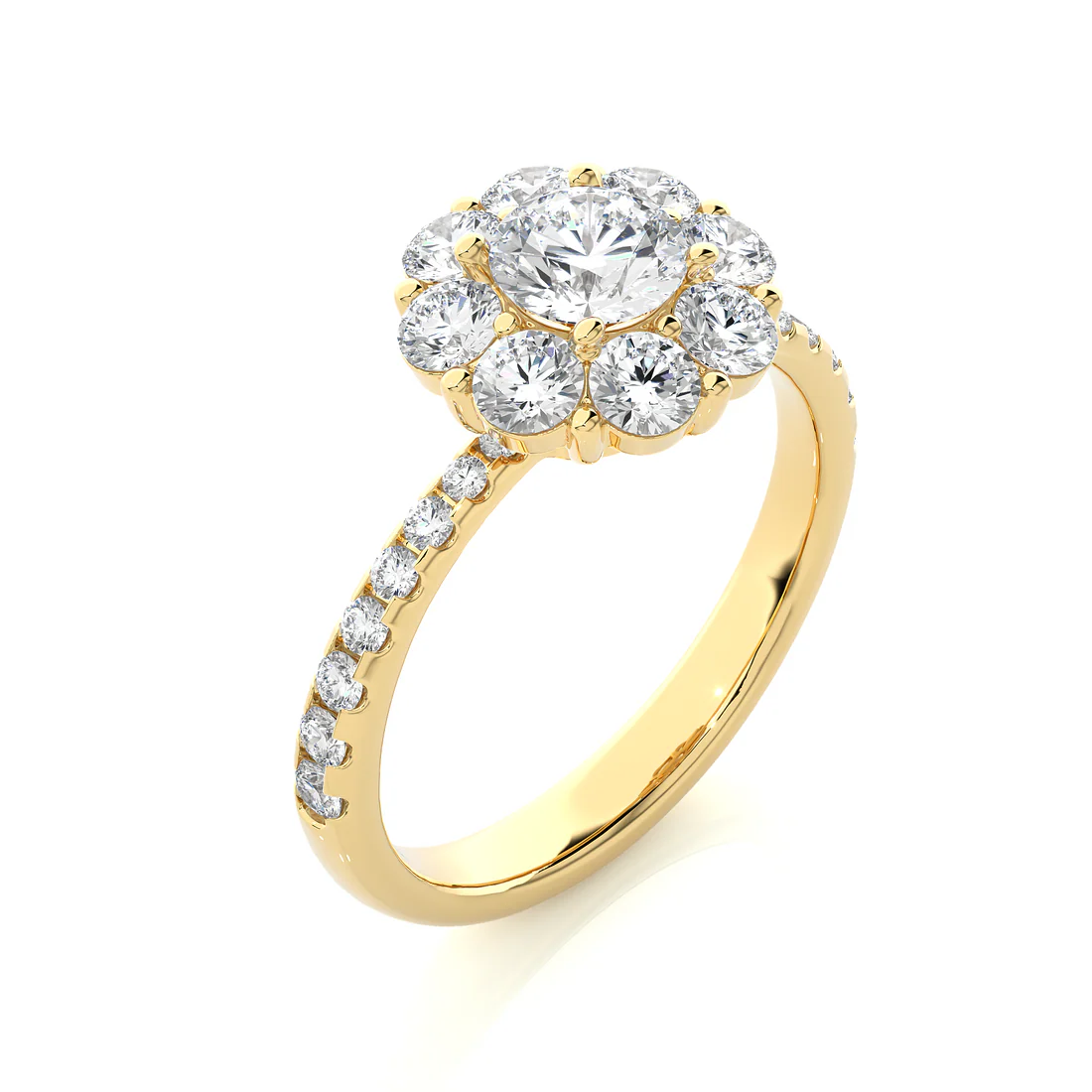 Exquisite 1 CT Round Lab-Grown Diamond Pave-Set Halo Solitaire Ring