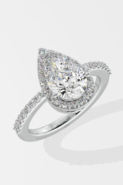 2.0 CT Pear Cut Lab Grown Diamond Pave Set Solitaire Diamond Ring