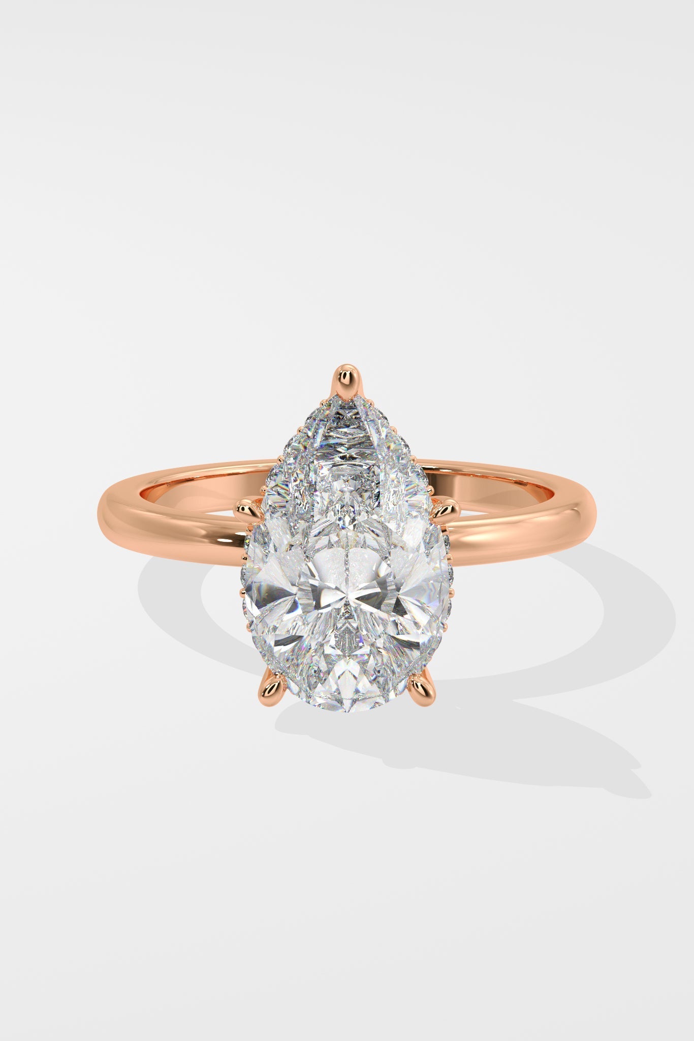 2.0 CT Pear Cut Lab Grown Diamond 5 Prong Set Simple Band Solitaire Ring