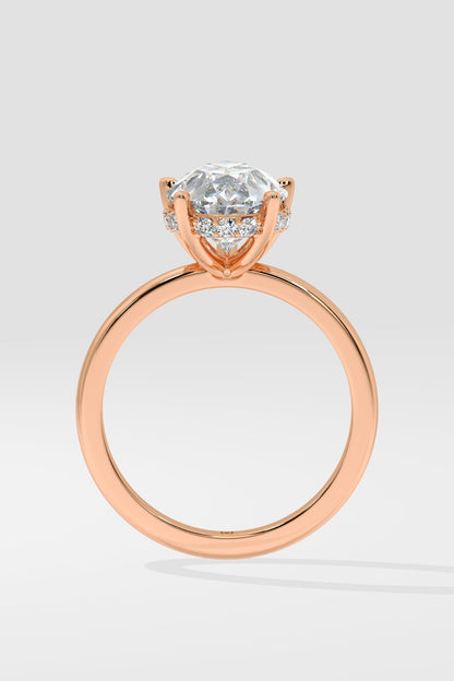 2.0 CT Pear Cut Lab Grown Diamond 5 Prong Set Simple Band Solitaire Ring