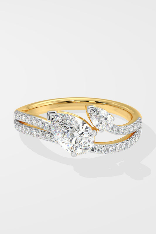 0.8 CT Pear Cut Lab Grown Diamond Two-Band Solitaire Ring