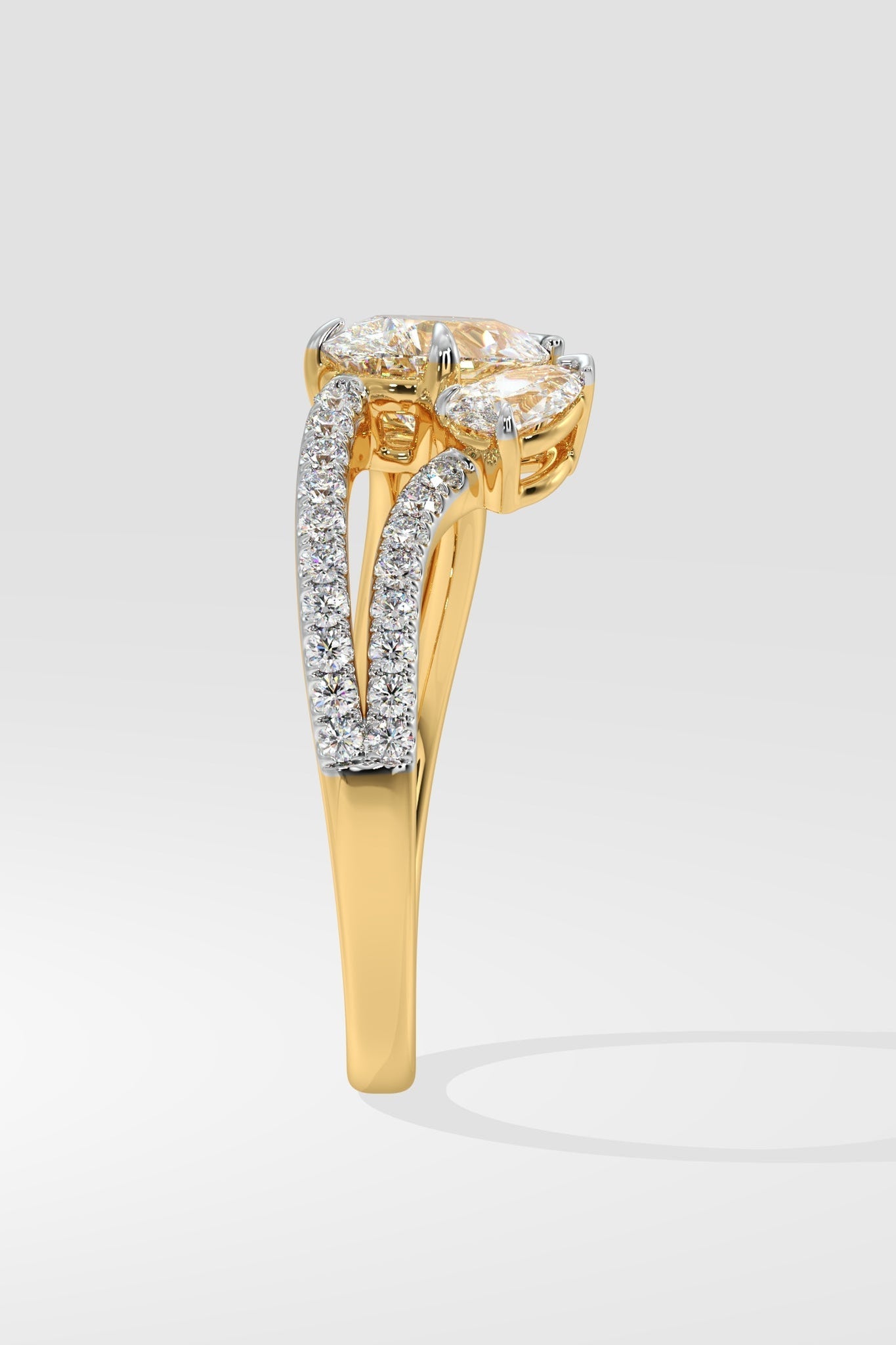 0.8 CT Pear Cut Lab Grown Diamond Two-Band Solitaire Ring
