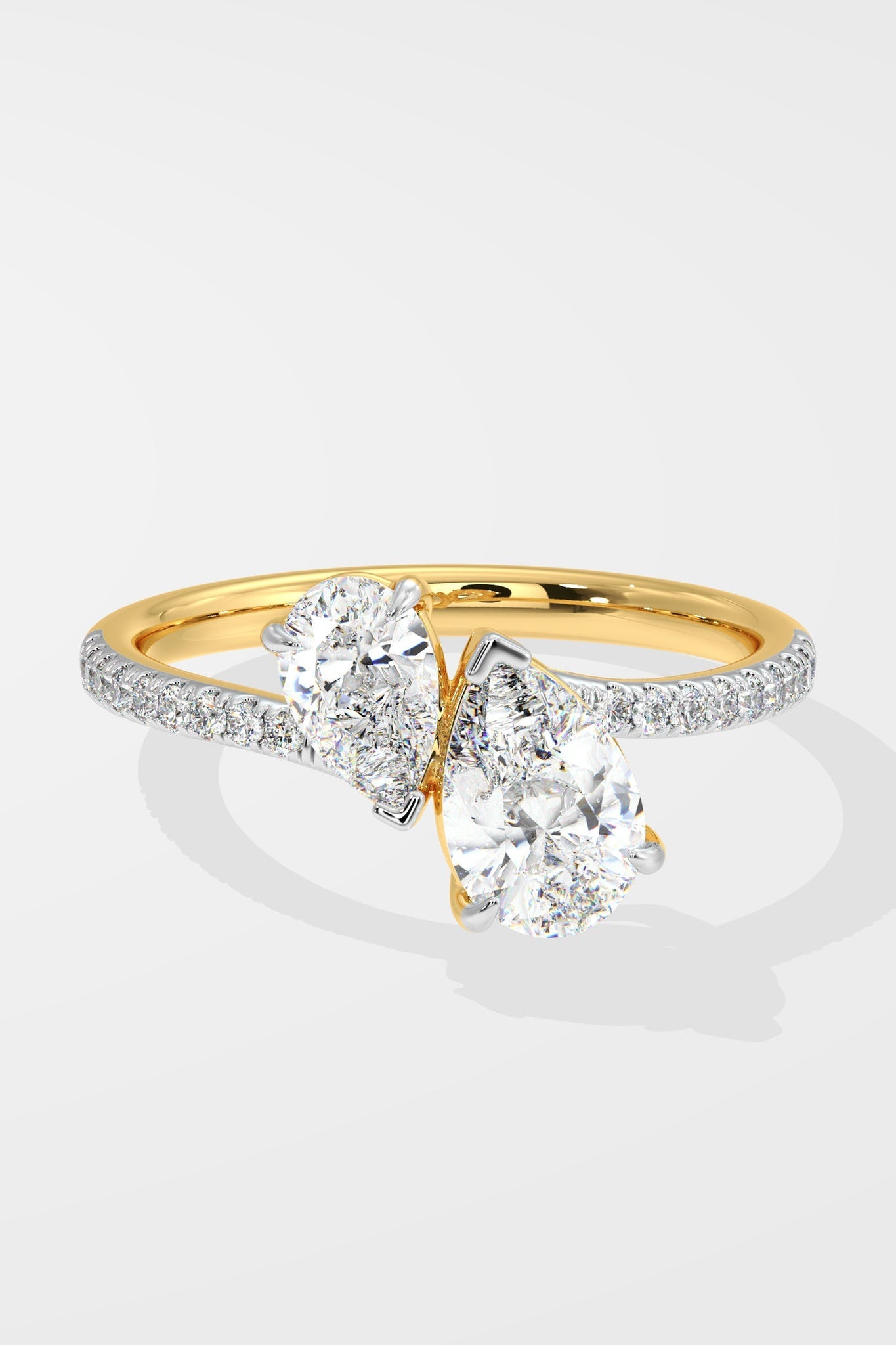 1 CT Pear Cut Lab Grown Diamond Double Pear Diamond Solitaire Ring