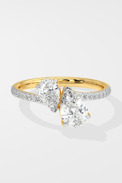 1 CT Pear Cut Lab Grown Diamond Double Pear Diamond Solitaire Ring