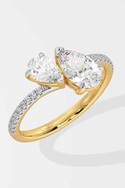 1 CT Pear Cut Lab Grown Diamond Double Pear Diamond Solitaire Ring