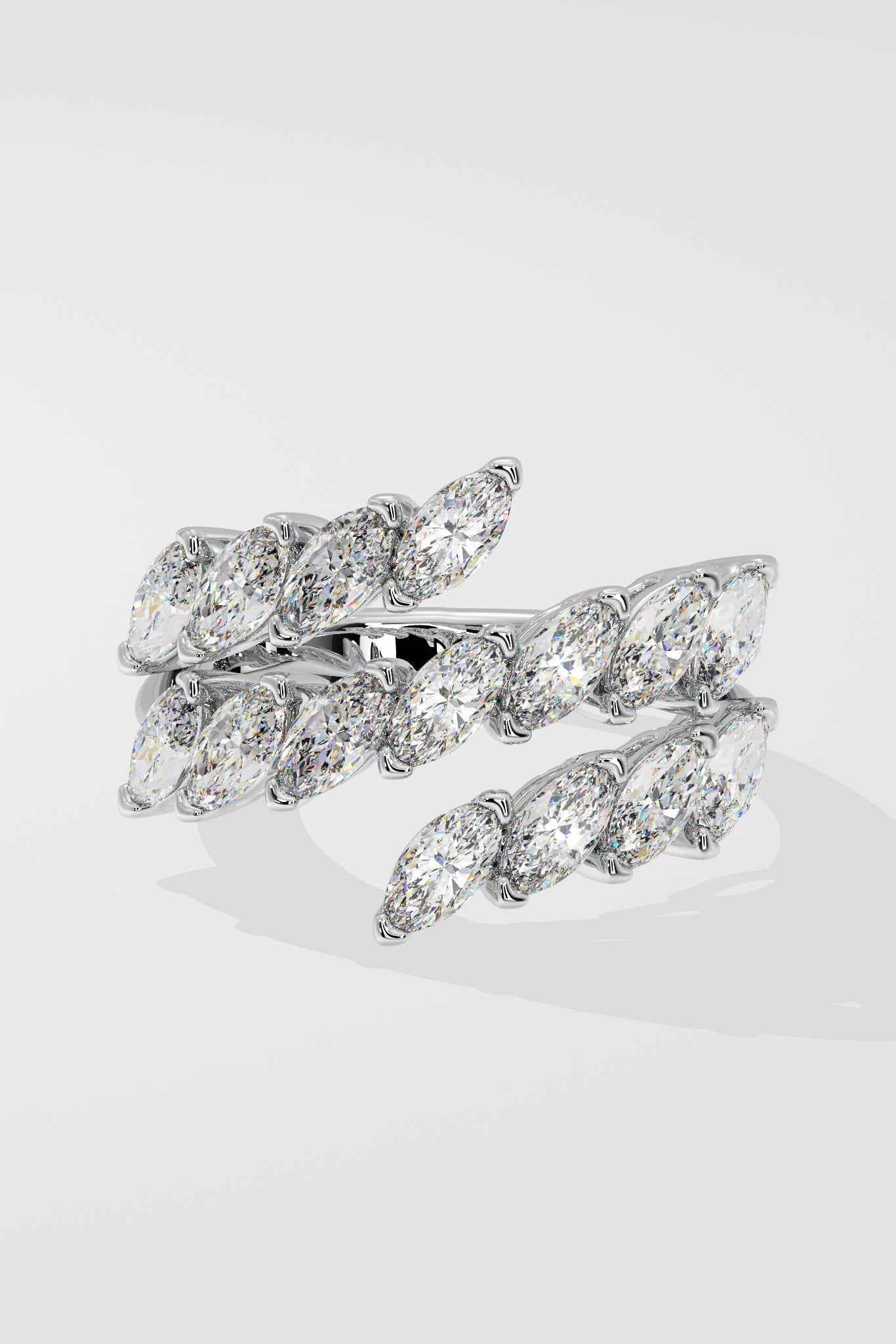 0.25 CT Marquise Cut Lab Grown Diamond Triple Band Modern Cocktail Statement Ring