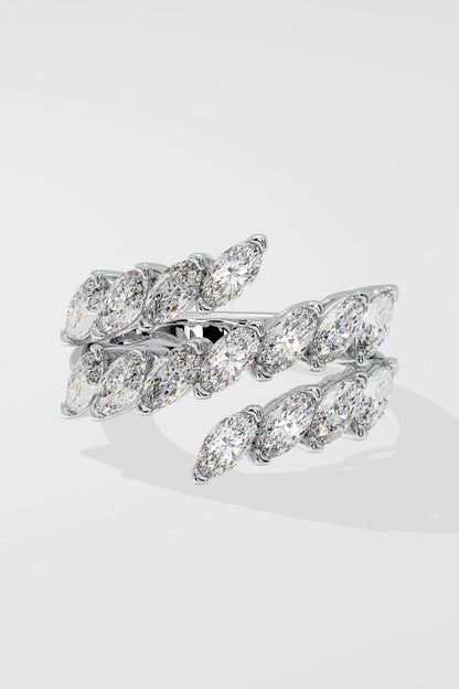 0.25 CT Marquise Cut Lab Grown Diamond Triple Band Modern Cocktail Statement Ring