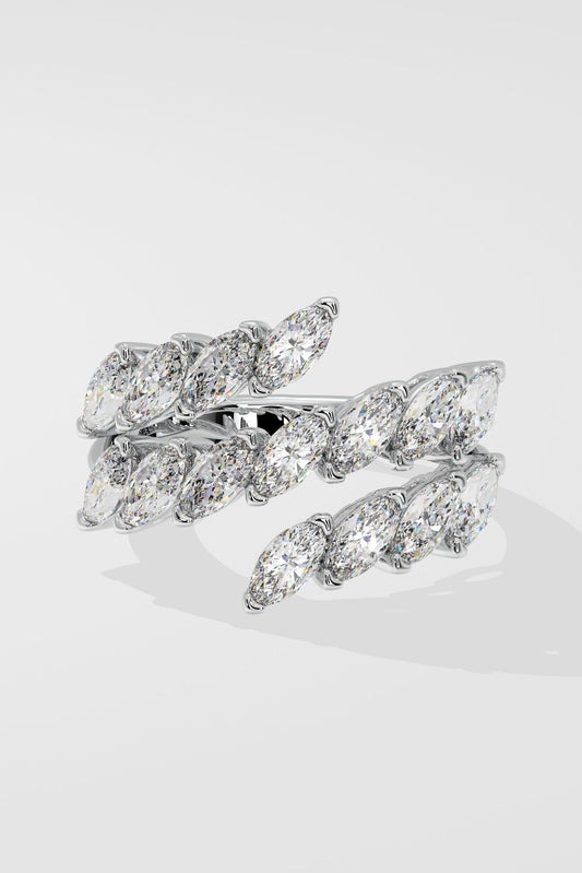 0.25 CT Marquise Cut Lab Grown Diamond Triple Band Modern Cocktail Statement Ring