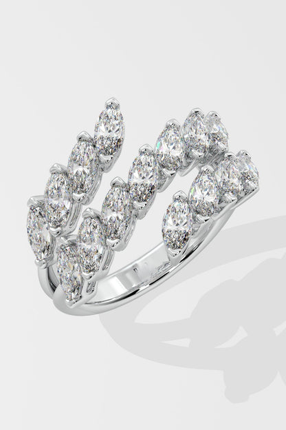 0.25 CT Marquise Cut Lab Grown Diamond Triple Band Modern Cocktail Statement Ring