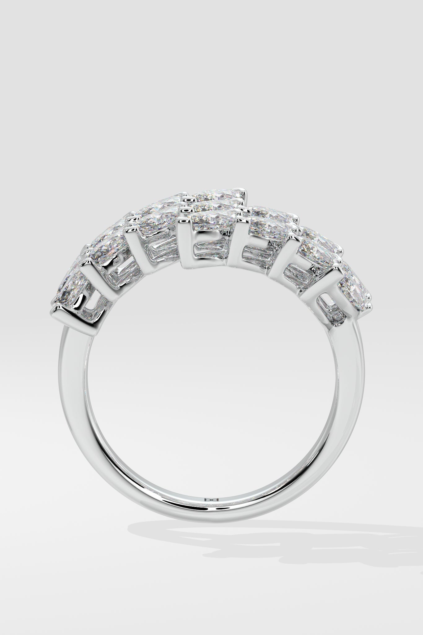 0.25 CT Marquise Cut Lab Grown Diamond Triple Band Modern Cocktail Statement Ring